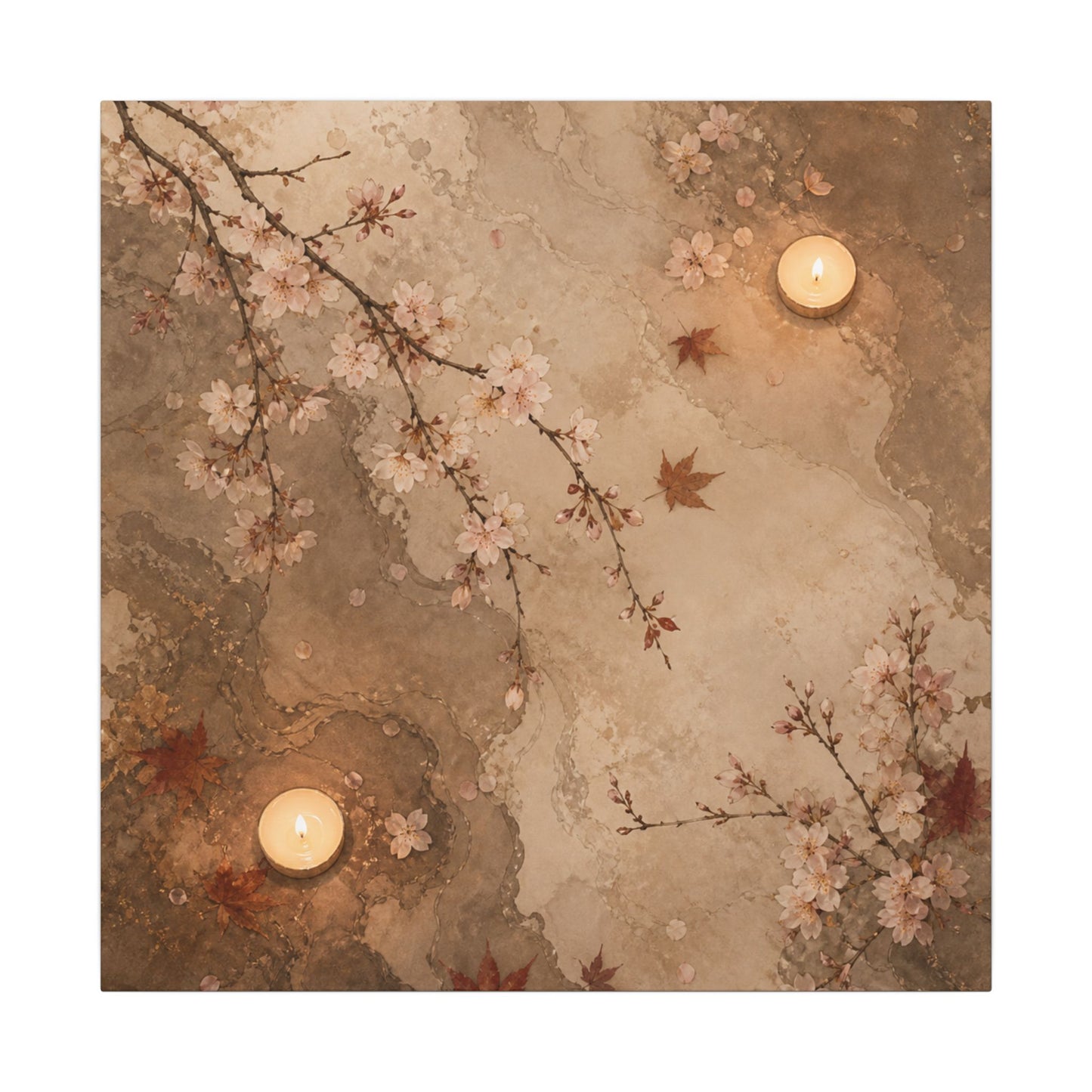 Cherry Blossom Canvas Art | Autumn Japandi Japanese Pattern Art