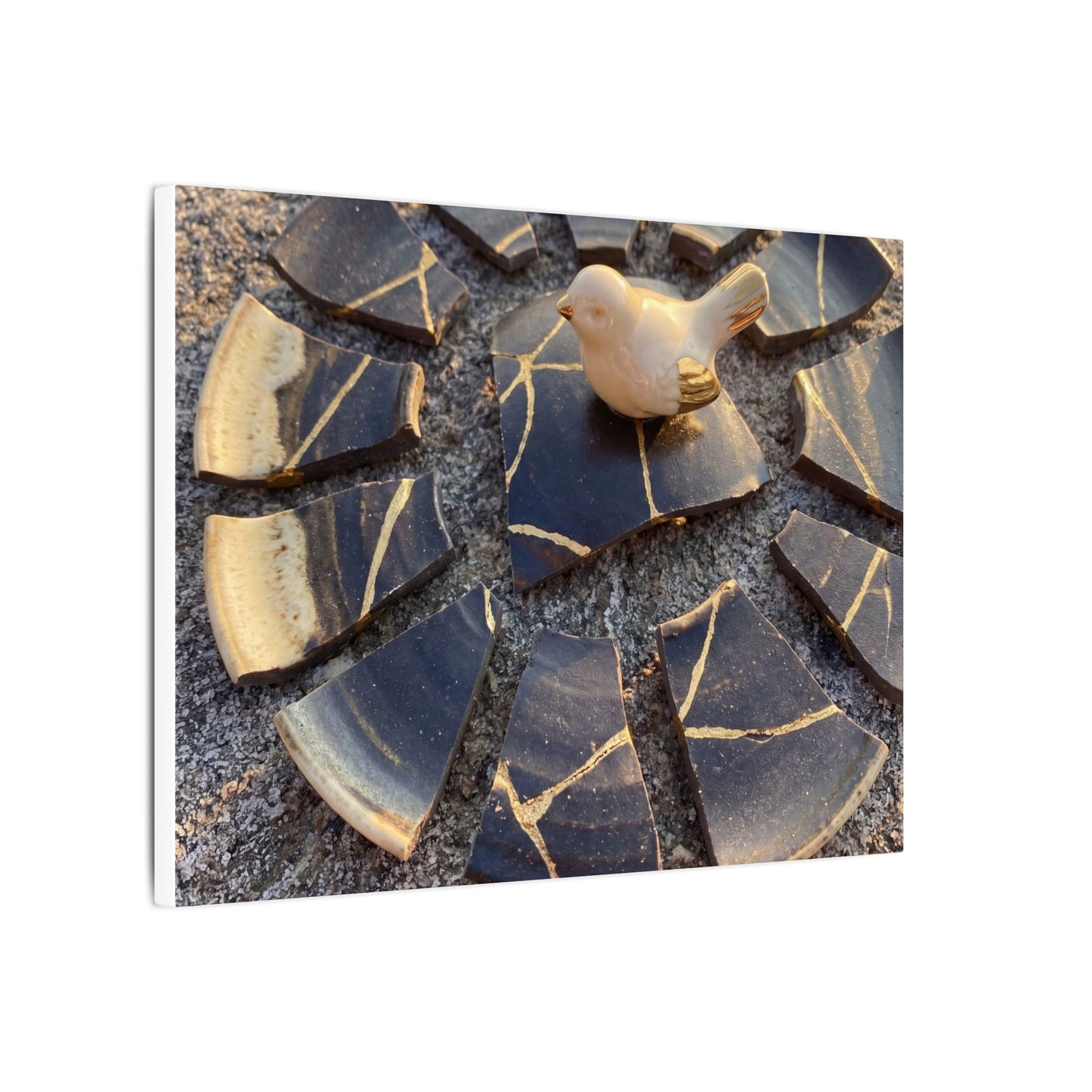 Golden Hour Broken Pottery Canvas Art - Kintsugi Datsuzoku