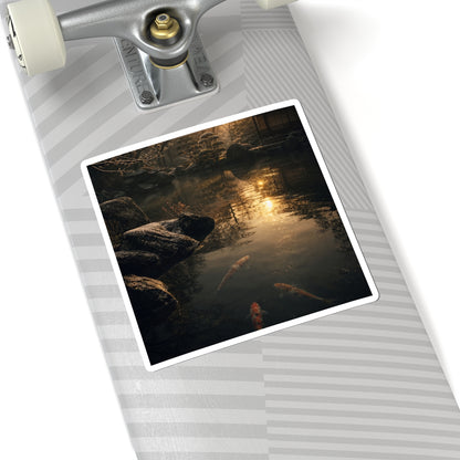 Dark Japandi Koi Pond in Golden Hour | Shadow Zen Sticker