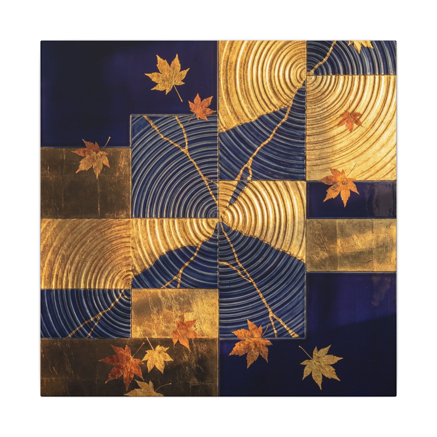 Autumn Water Ripple Crackle Gold Canvas Art | Artful Decor