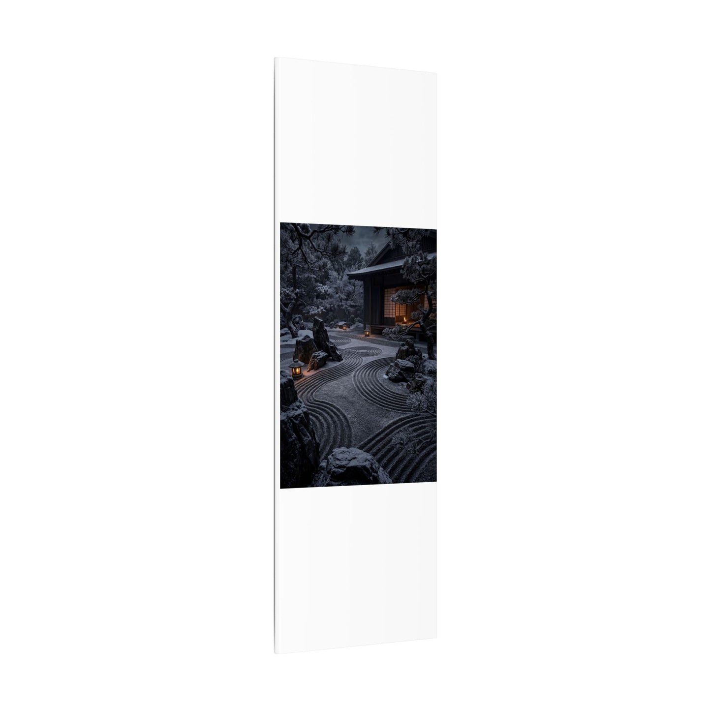Candlelight Rock Garden Canvas Art - Dark Japandi Fukinsei