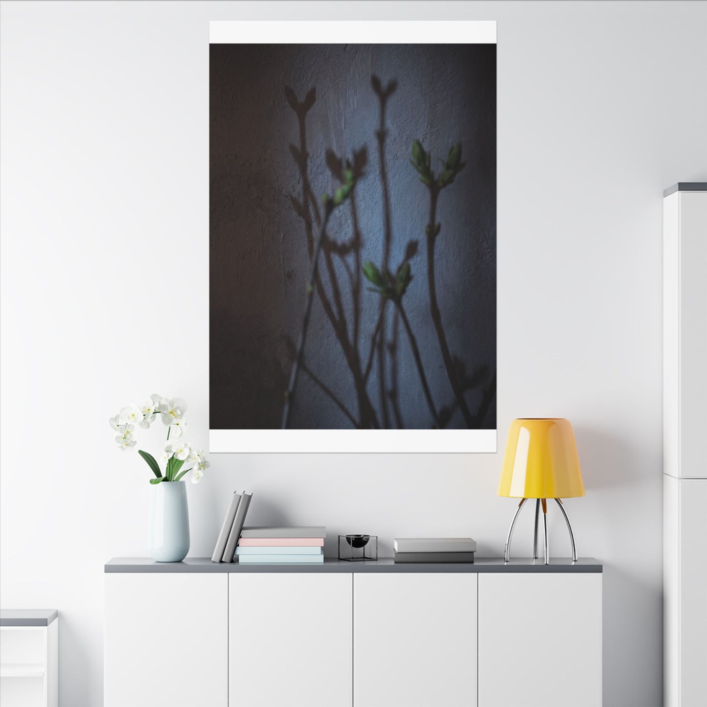 Shadow Play Spring Canvas Art | Dark Japandi Sophisticated Design