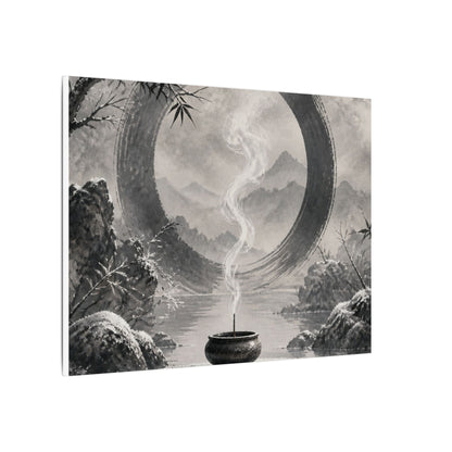 Incense Smoke Canvas Art | Winter Zen Sumi E Art