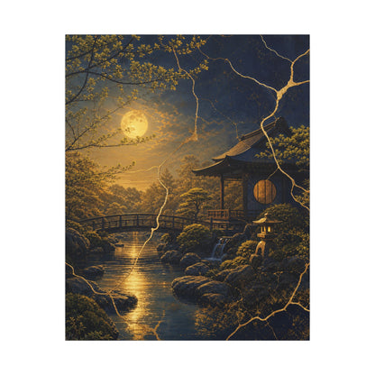 Spring Moonlit Garden Gold Vein Canvas Art | Resilient Decor