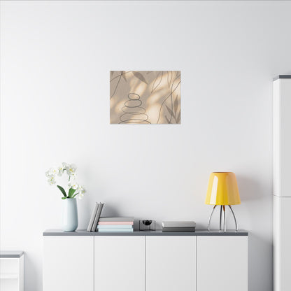 River Stones Minimal Line Canvas Art | Earthy Japandi Art
