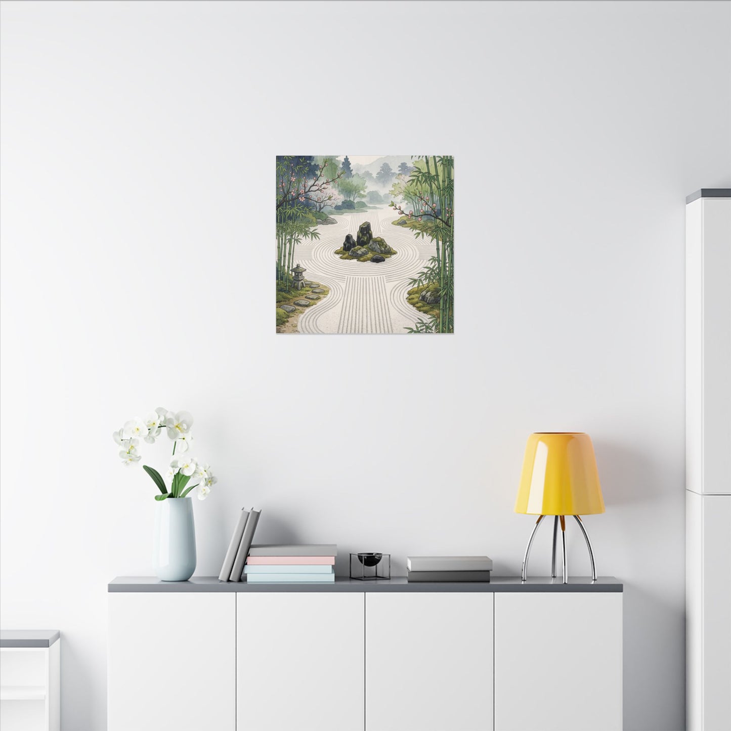 Tranquil Rock Garden Canvas Art - Ukiyo E Inspired Zen