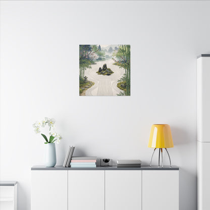 Tranquil Rock Garden Canvas Art - Ukiyo E Inspired Zen