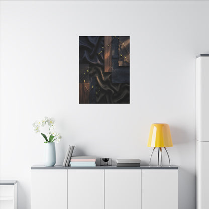 Silk Drape Spring Canvas Art | Dark Japandi Moody Design