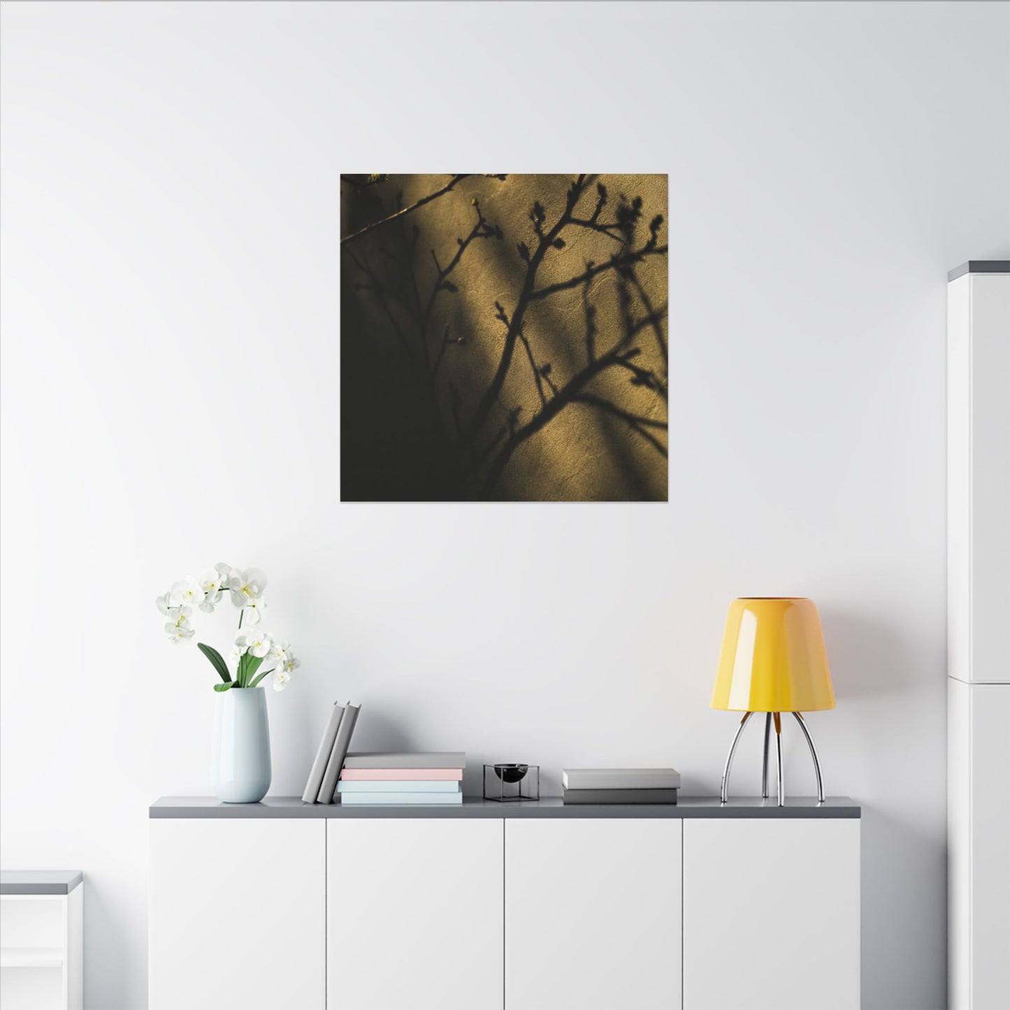 Golden Hour Shadow Play Canvas Art - Dark Japandi Seijaku