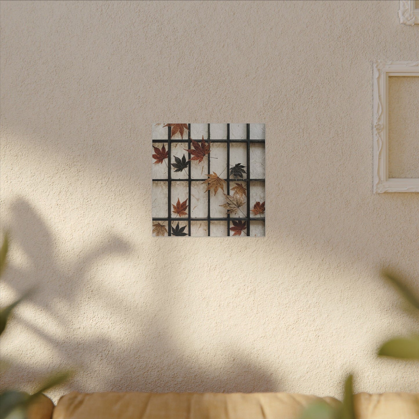 Japandi Shoji Screen in Overcast | Texture Canvas Art