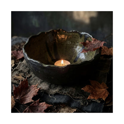 Autumn Ceramic Bowl Dark Texture Wall Art Print | Bold Decor