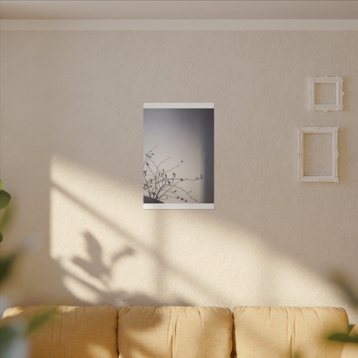 Japandi Shadow Play in Dawn | Japanese Pattern Canvas Art