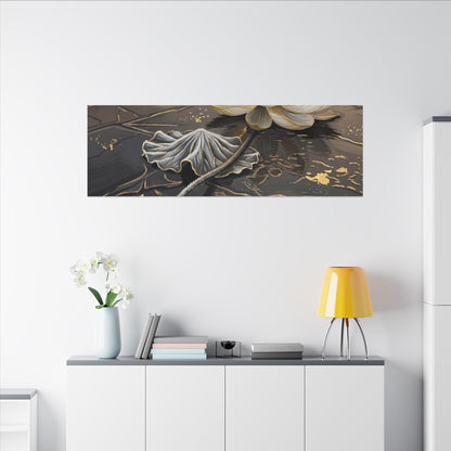 Kintsugi Lotus Flower in Golden Hour | Gold Vein Canvas Art