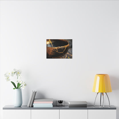Kintsugi Ceramic Bowl in Golden Hour | Gold Vein Canvas Art