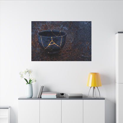 Rust Patina Winter Canvas Art | Kintsugi Healing Design