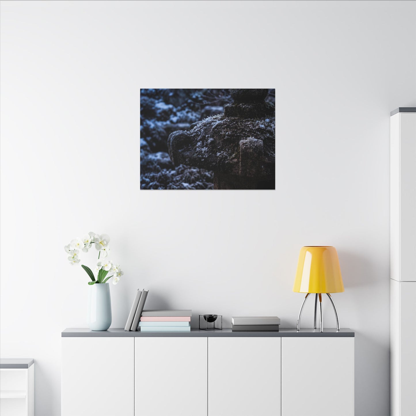 Moody Stone Lantern Canvas Art - Shadow Zen Dark Japandi