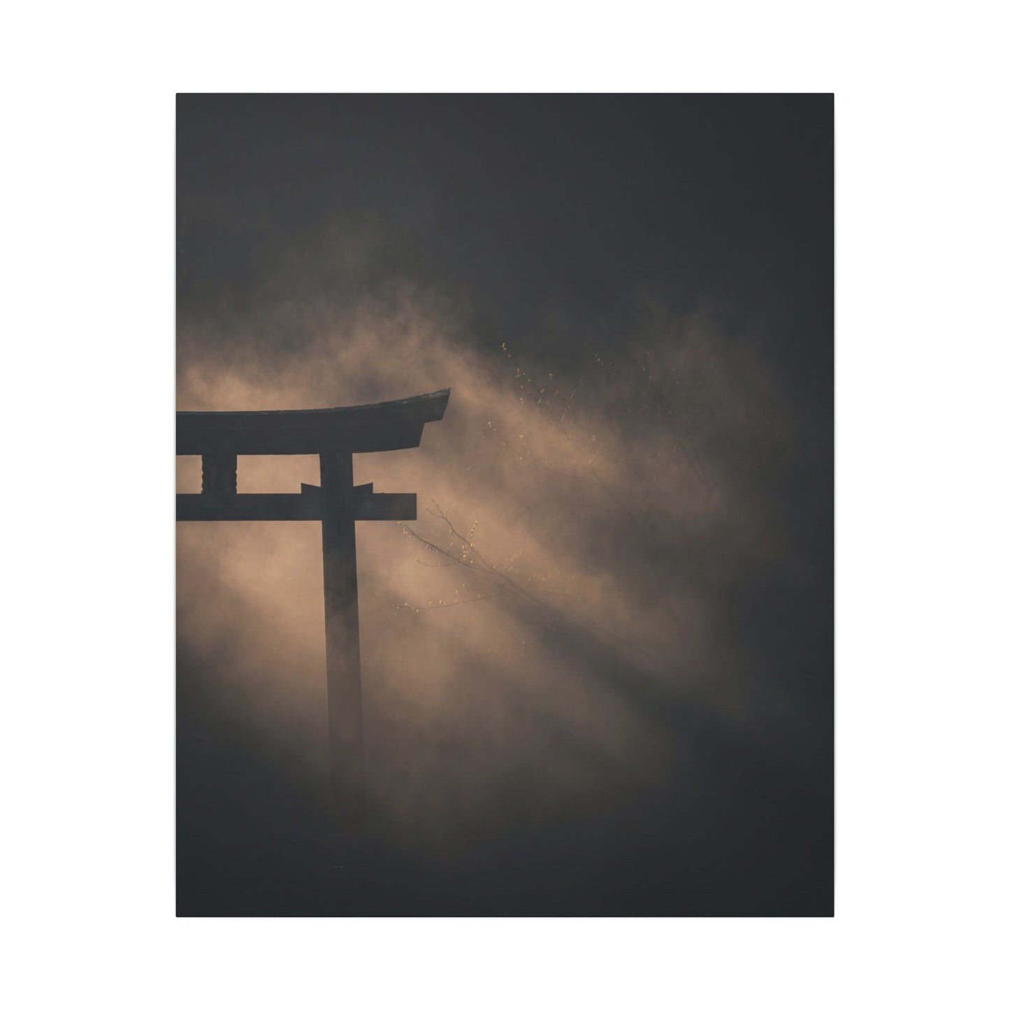Torii Gate Shadow Zen Canvas Art | Bold Dark Japandi Art