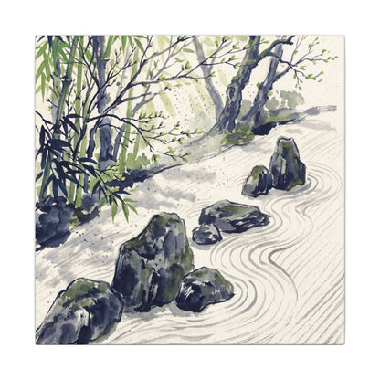 Dappled Rock Garden Canvas Art - Zen Mono No Aware