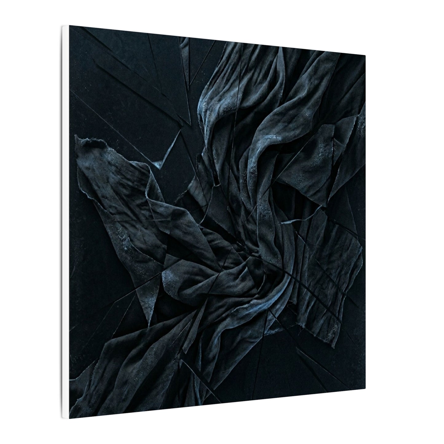 Dark Japandi Silk Drape in Moonlight | Moody Minimal Canvas Art