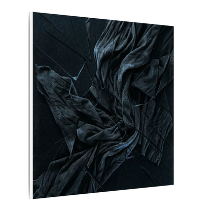 Dark Japandi Silk Drape in Moonlight | Moody Minimal Canvas Art