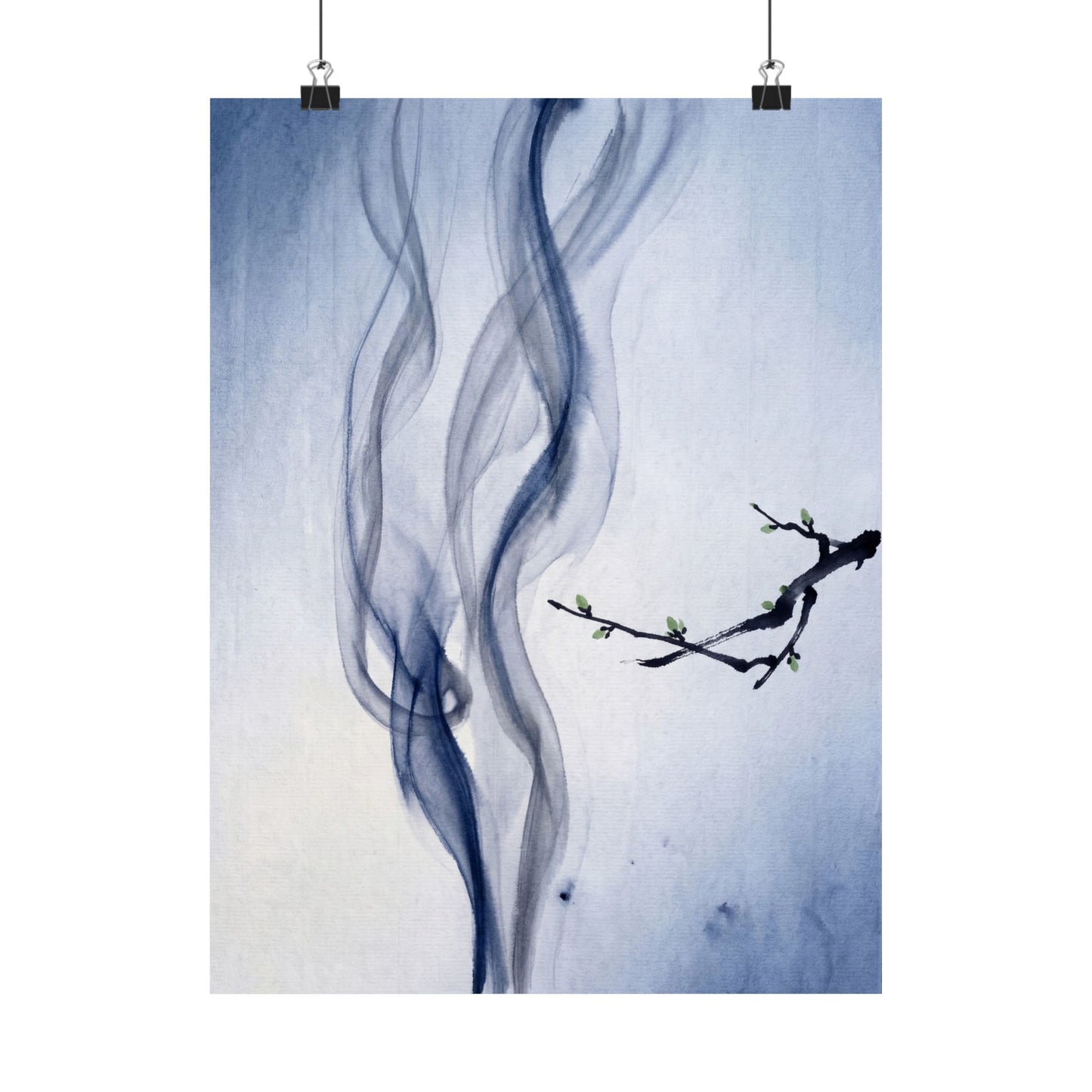 Datsuzoku Incense Smoke Wall Art Print - Zen Sumi E Art Print