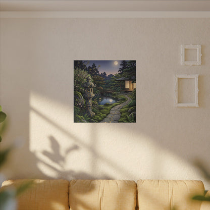 Spring Moonlit Garden Gold Vein Canvas Art | Resilient Decor
