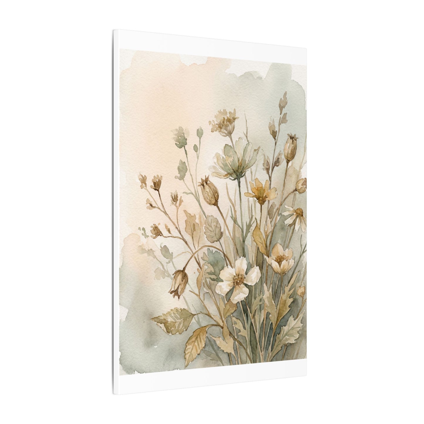Summer Dried Flowers Watercolor Canvas Art | Elegant Decor