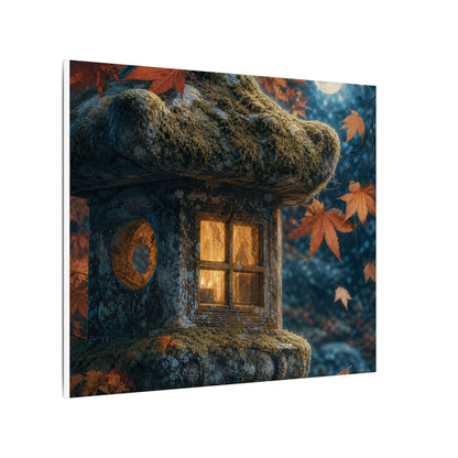 Autumn Stone Lantern Forest Whimsy Canvas Art | Earthy Decor