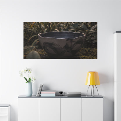 Ceramic Bowl Canvas Art | Summer Dark Japandi Charcoal Ink Art