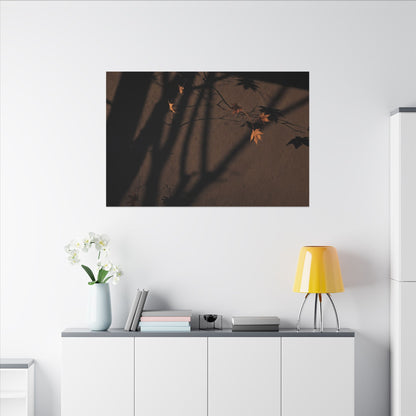 Shadow Play Autumn Canvas Art | Dark Japandi Luxurious Design