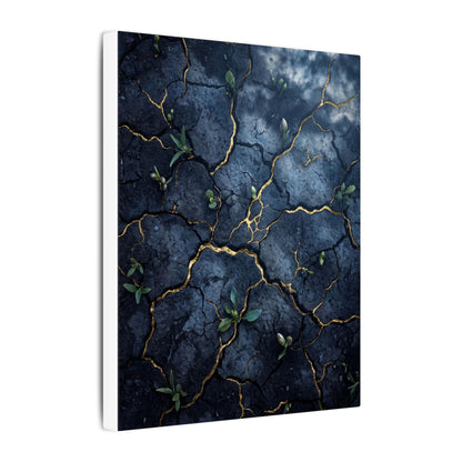 Cracked Earth Spring Canvas Art | Kintsugi Healing Design