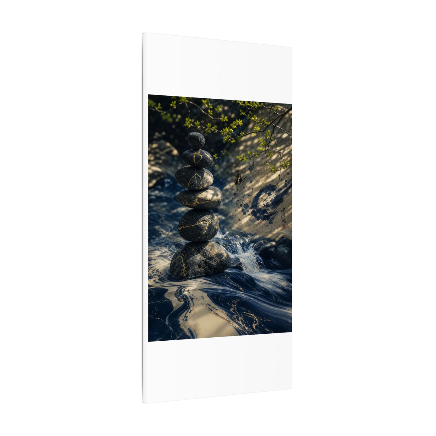 Kintsugi River Stones in Dappled | Broken Beauty Canvas Art