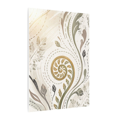 Japandi Fern Unfurling in Golden Hour | Japanese Pattern Canvas Art