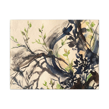Ma Shadow Play Canvas Art - Dark Japandi Charcoal Ink