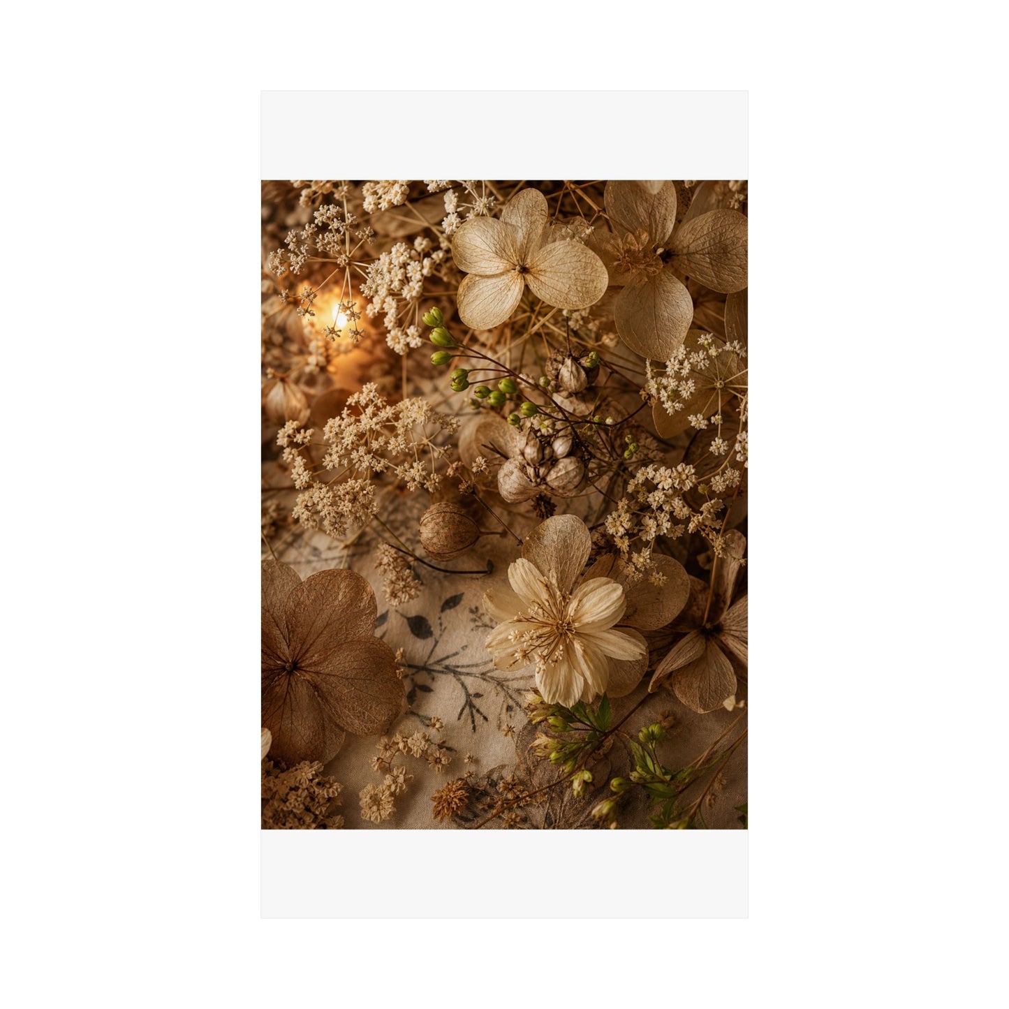 Candlelight Dried Flowers Wall Art Print - Japandi Fukinsei