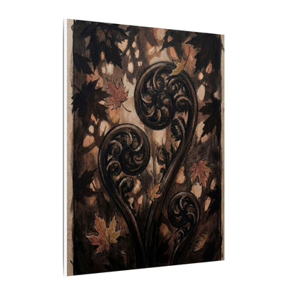 Mono No Aware Fern Unfurling Canvas Art - Dark Japandi Charcoal Ink