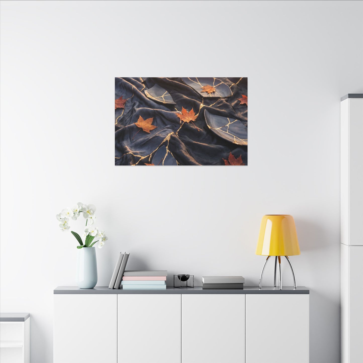 Golden Hour Silk Drape Canvas Art - Kintsugi Shibui