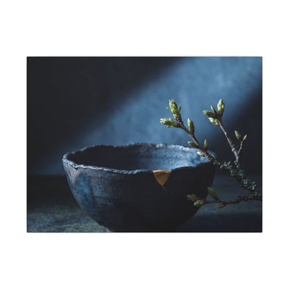 Ceramic Bowl Shadow Zen Canvas Art | Sophisticated Dark Japandi Art Art Print