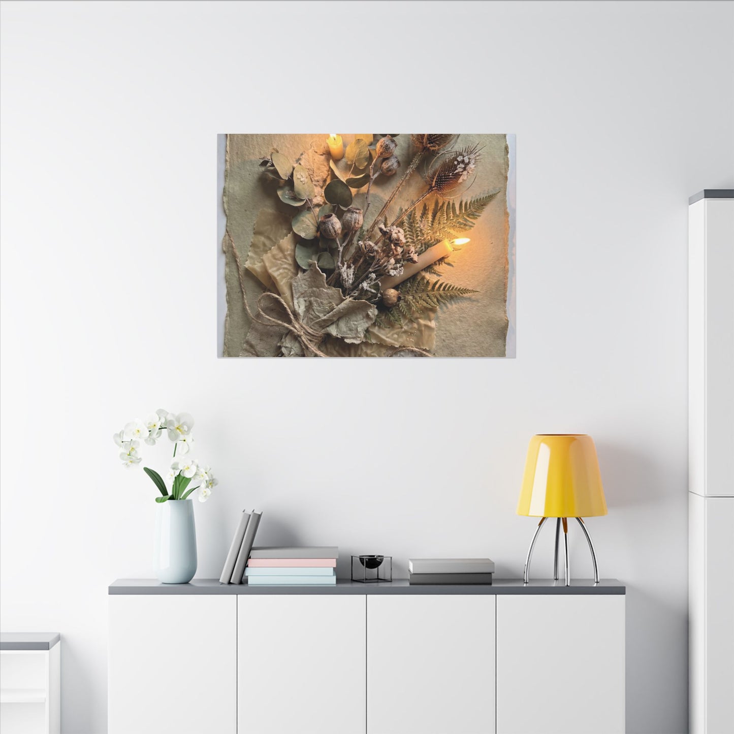 Dried Flowers Texture Canvas Art | Warm Japandi Art