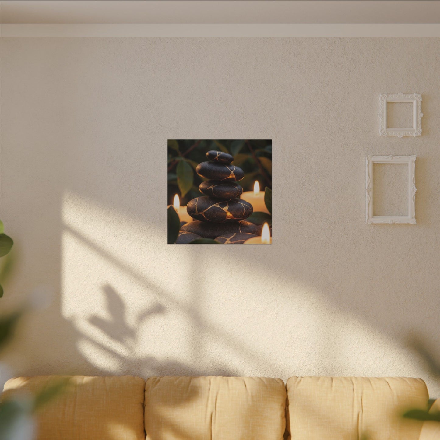 Summer River Stones Gold Vein Canvas Art | Philosophical Decor