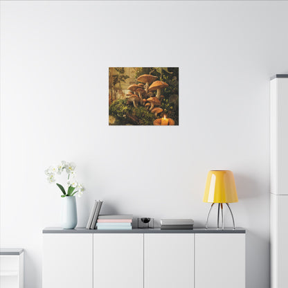 Spring Wild Mushrooms Herbarium Canvas Art | Earthy Decor