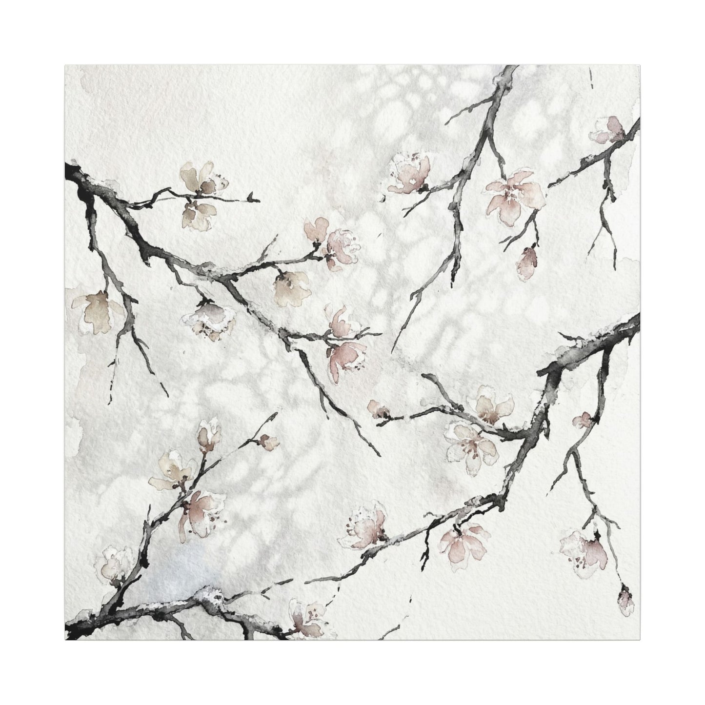 Cherry Blossom Canvas Art | Winter Japandi Watercolor Art
