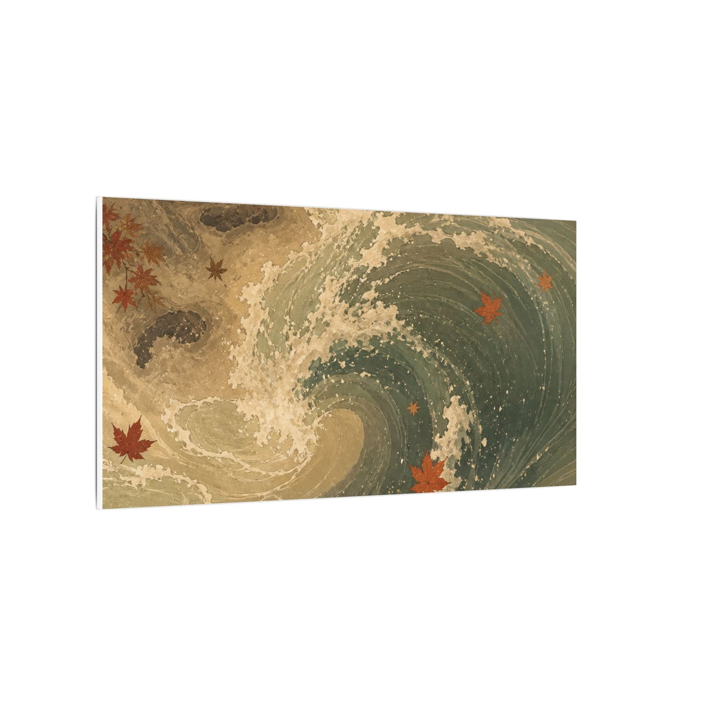 Japandi Ocean Wave in Candlelight | Japanese Pattern Canvas Art