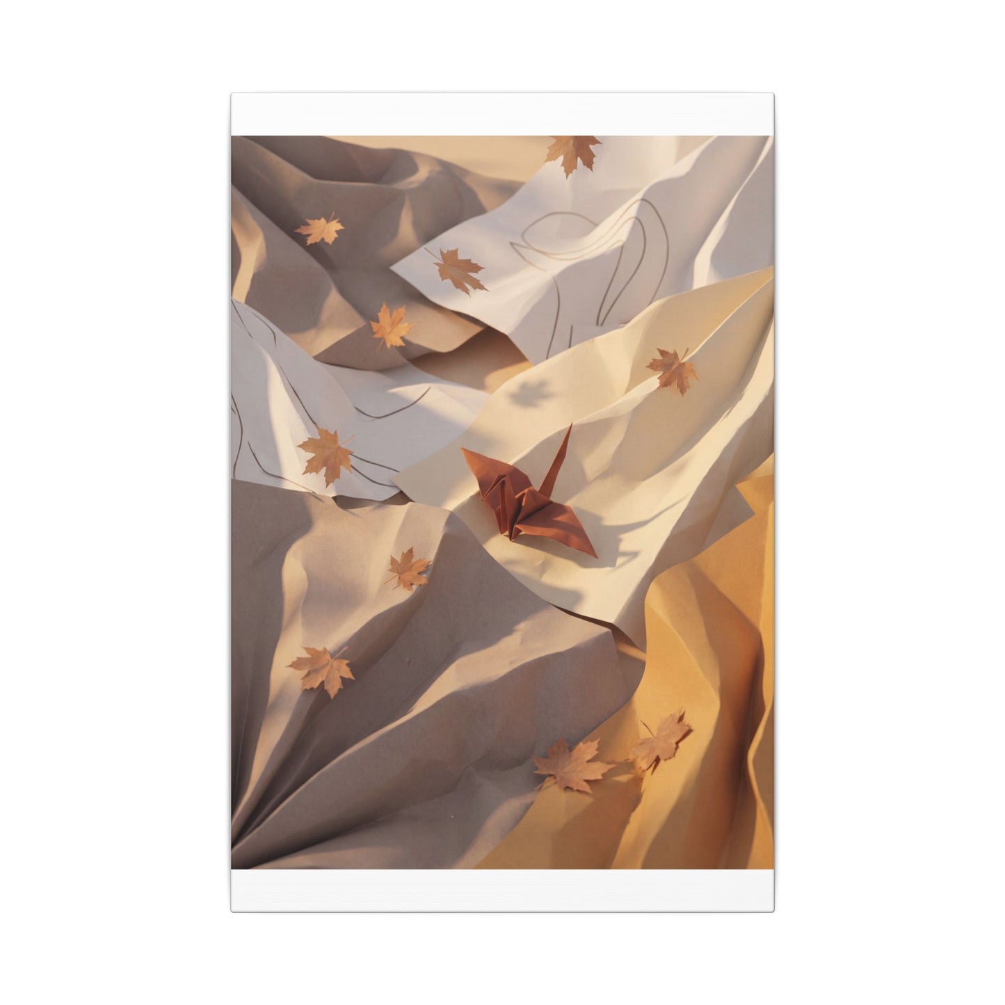 Autumn Paper Fold Minimal Line Canvas Art | Cozy Decor