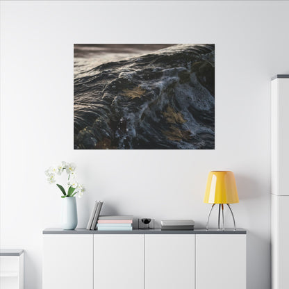 Dark Japandi Ocean Wave in Dawn | Moody Minimal Canvas Art
