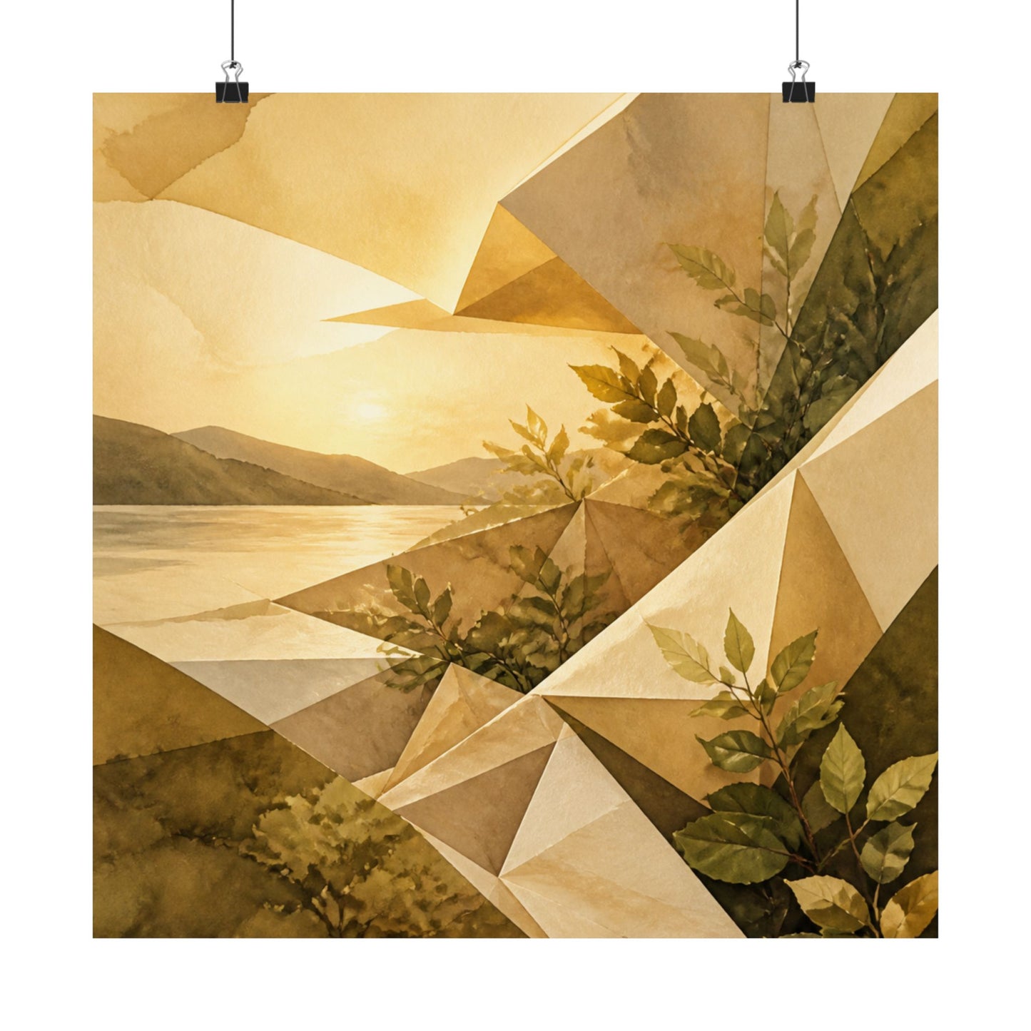 Golden Hour Paper Fold Wall Art Print - Japandi Ma