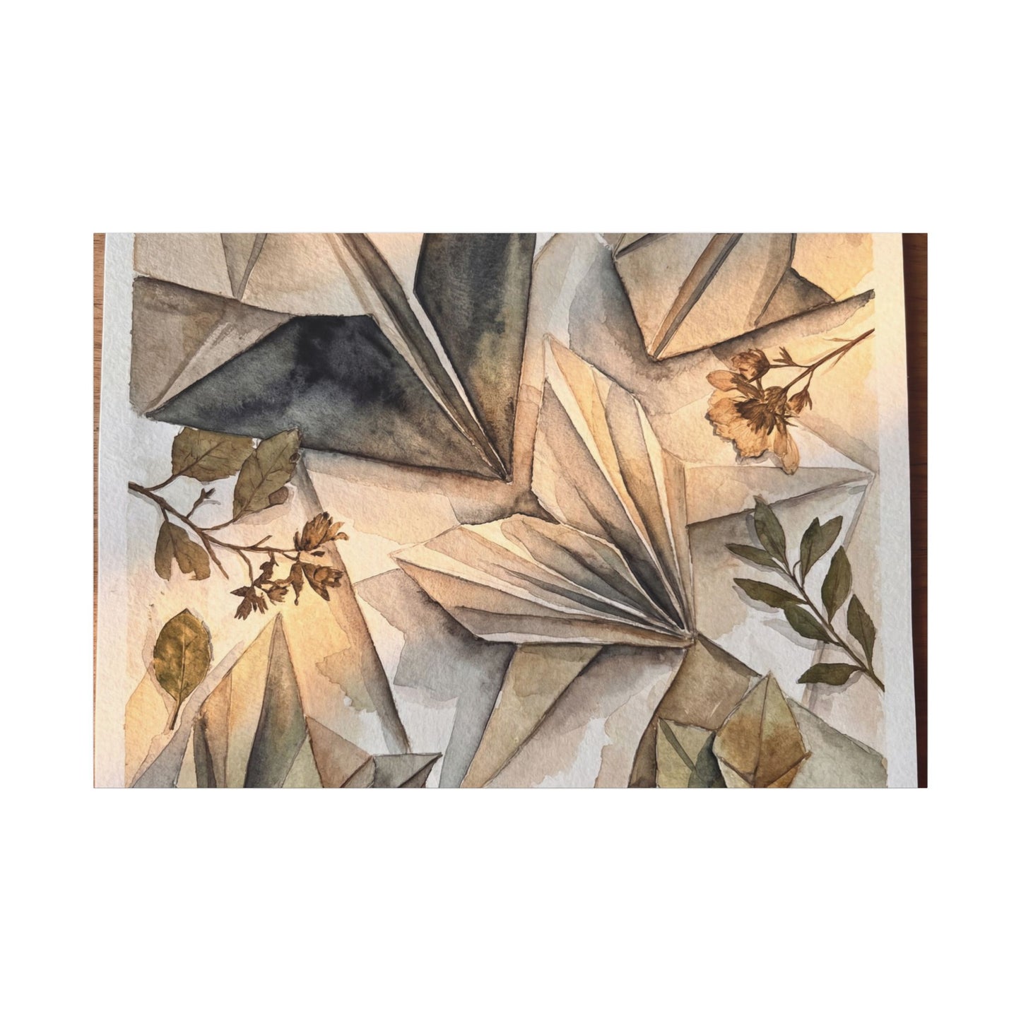 Golden Hour Paper Fold Canvas Art - Japandi Seijaku