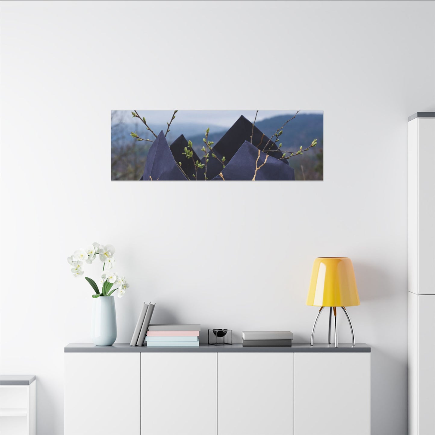Paper Fold Canvas Art | Spring Kintsugi Gold Repair Art