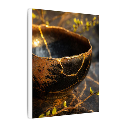 Kintsugi Ceramic Bowl in Golden Hour | Gold Vein Canvas Art