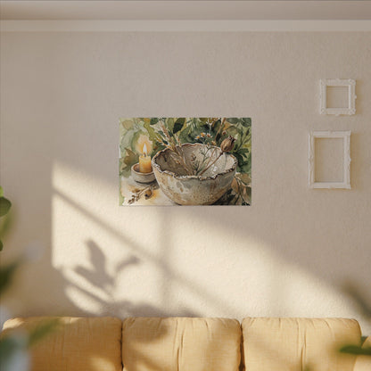 Ceramic Bowl Summer Canvas Art | Japandi Elegant Design